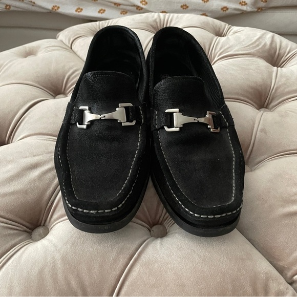 Men's Allen Edmonds Fiesole Loafers Black Suede Made in Italy 10 D - Picture 1 of 16